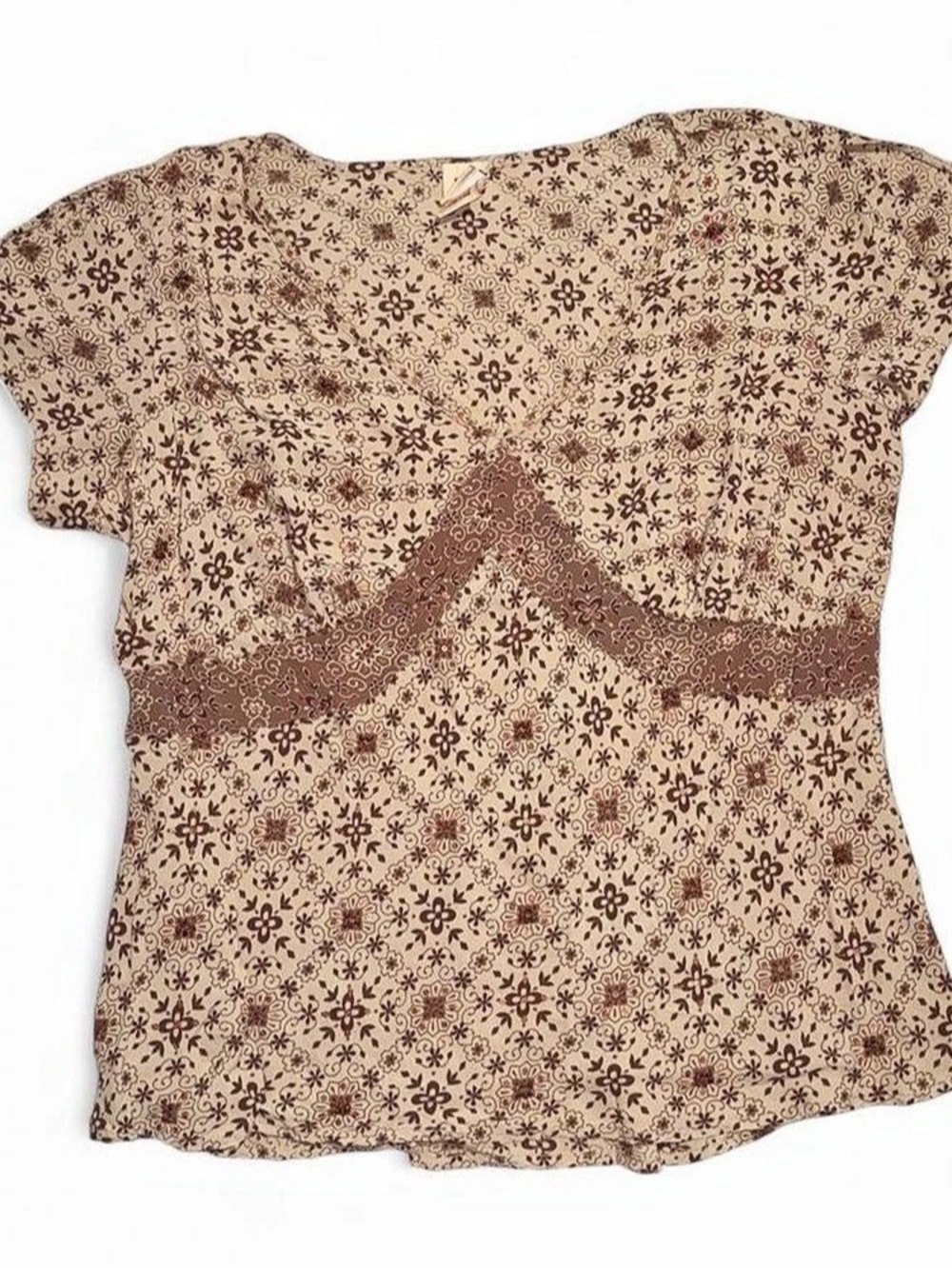 Faded Glory Floral Tunic Brown & Beige Size 22W/24W Like New